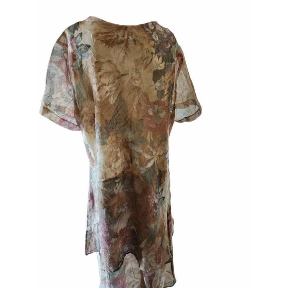 Christy Lyn women's Large-XL vintage 90s mauve floral rose dress tiered short sl - Picture 3 of 6